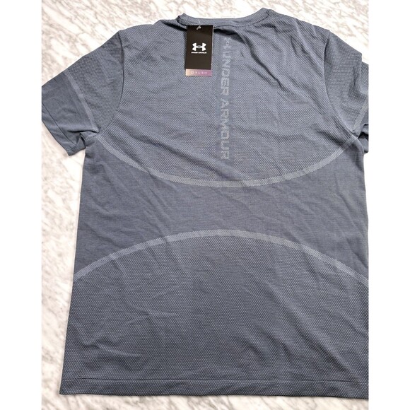 Under Armour UA Rush Men's Jersey Medium Fitted Seamless Legacy Blue running - Picture 3 of 8